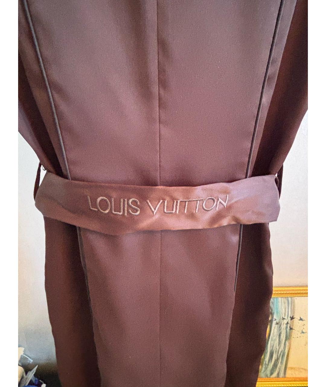 LOUIS VUITTON Коричневое атласное повседневное платье, фото 6