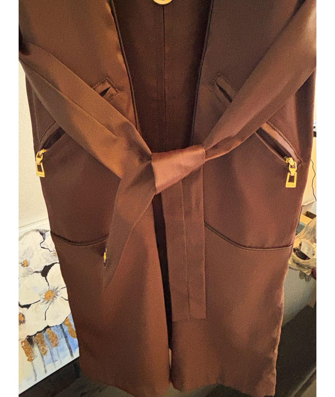 LOUIS VUITTON Коричневое атласное повседневное платье, фото 5