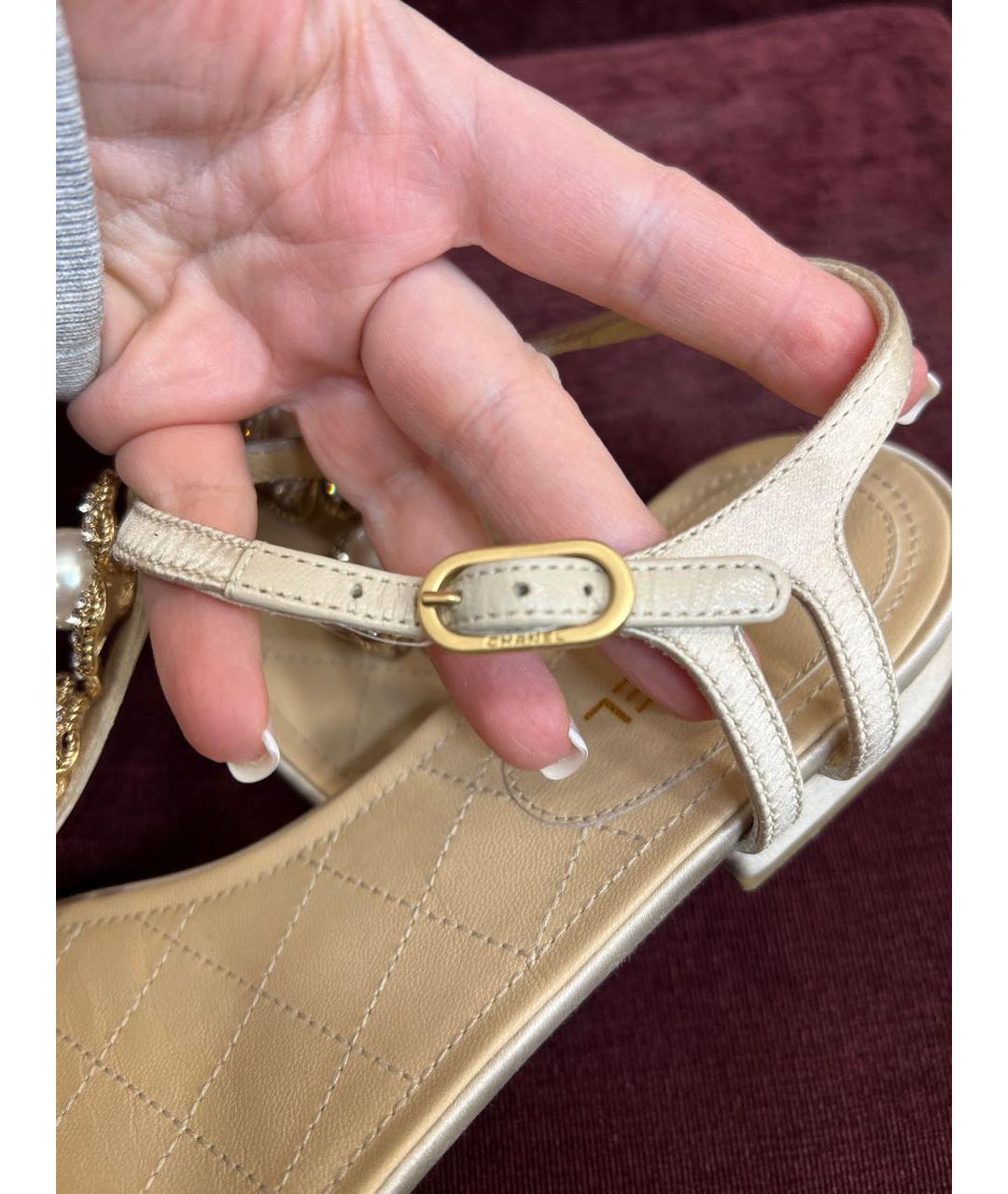 CHANEL Золотые сандалии, фото 8