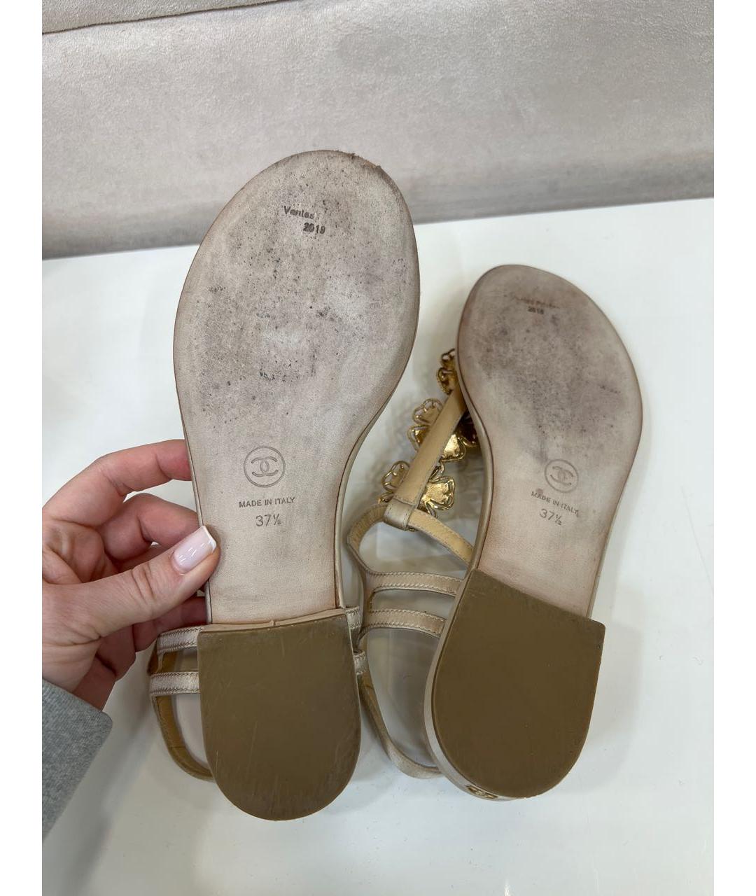CHANEL Золотые сандалии, фото 5