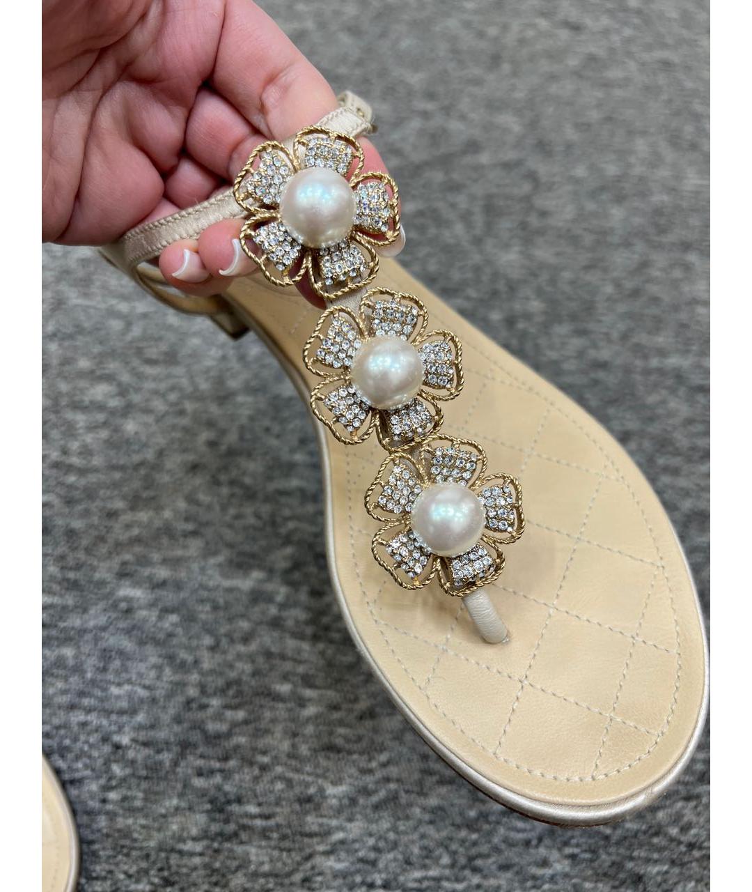 CHANEL Золотые сандалии, фото 7