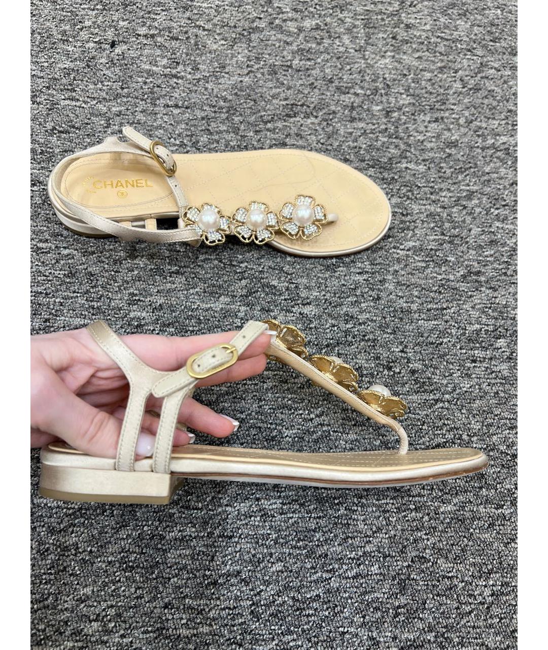 CHANEL Золотые сандалии, фото 9