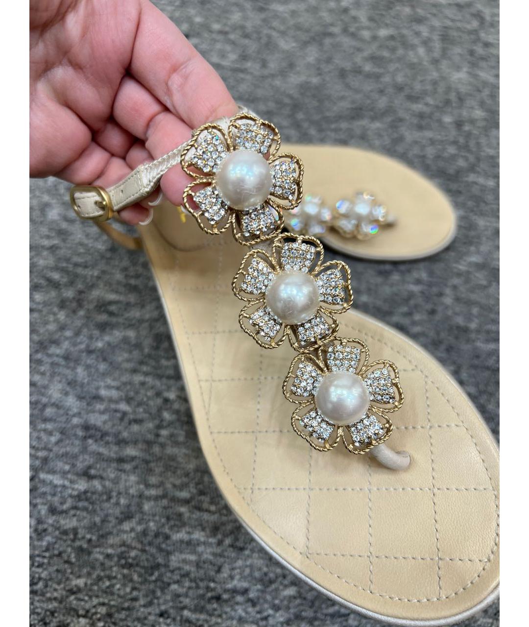 CHANEL Золотые сандалии, фото 6