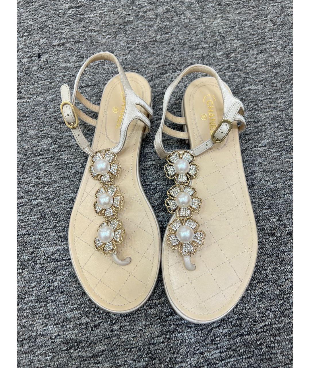 CHANEL Золотые сандалии, фото 2