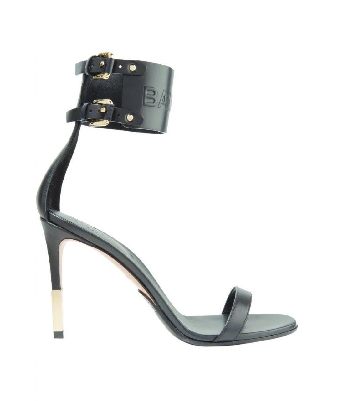BALMAIN Черные кожаные босоножки, фото 9