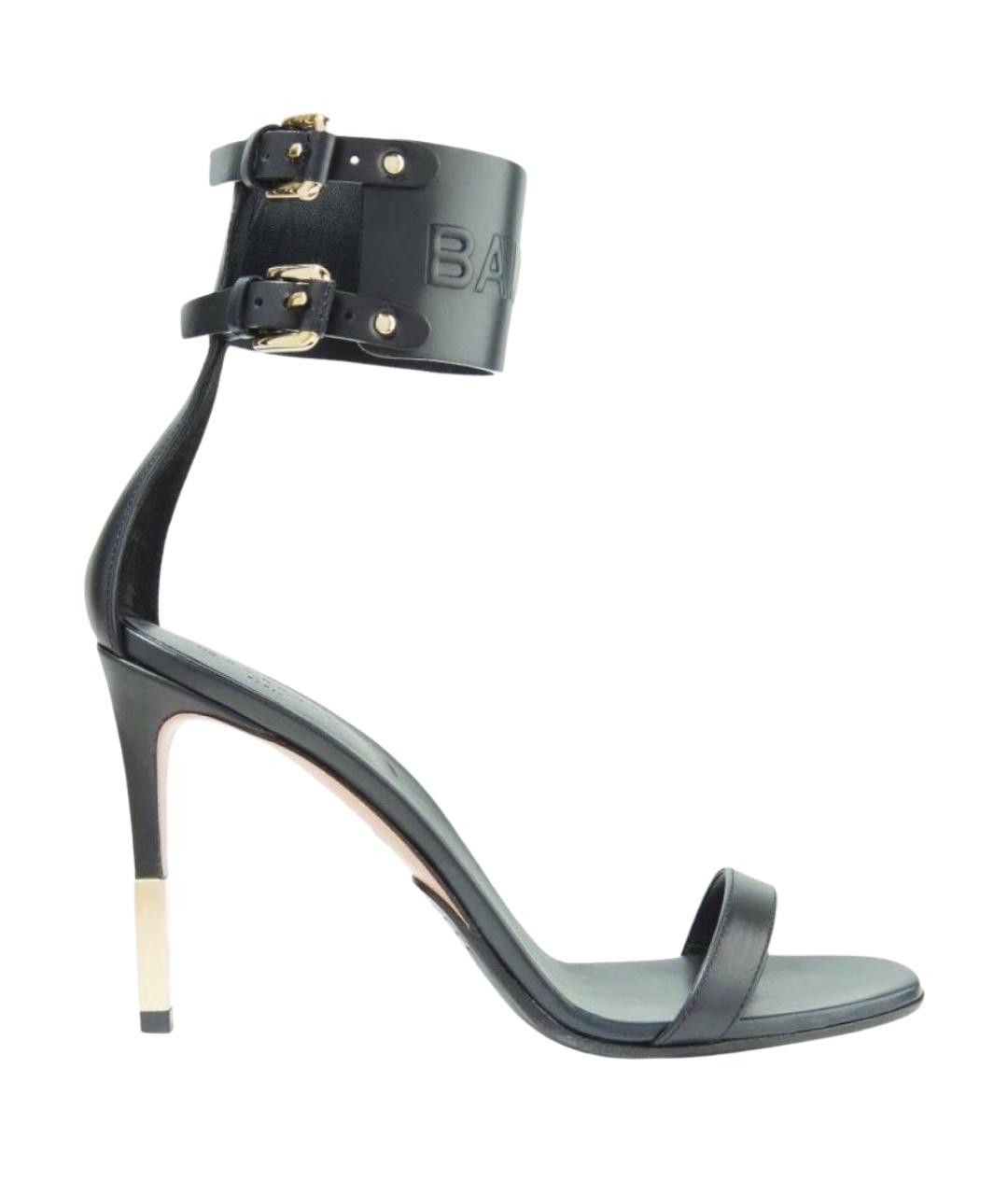 BALMAIN Черные кожаные босоножки, фото 1