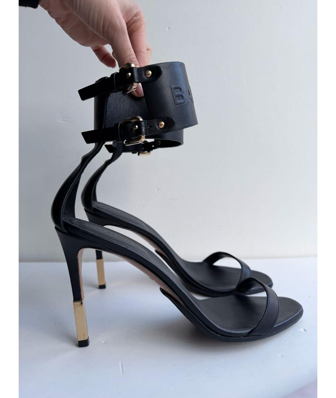 BALMAIN Черные кожаные босоножки, фото 2