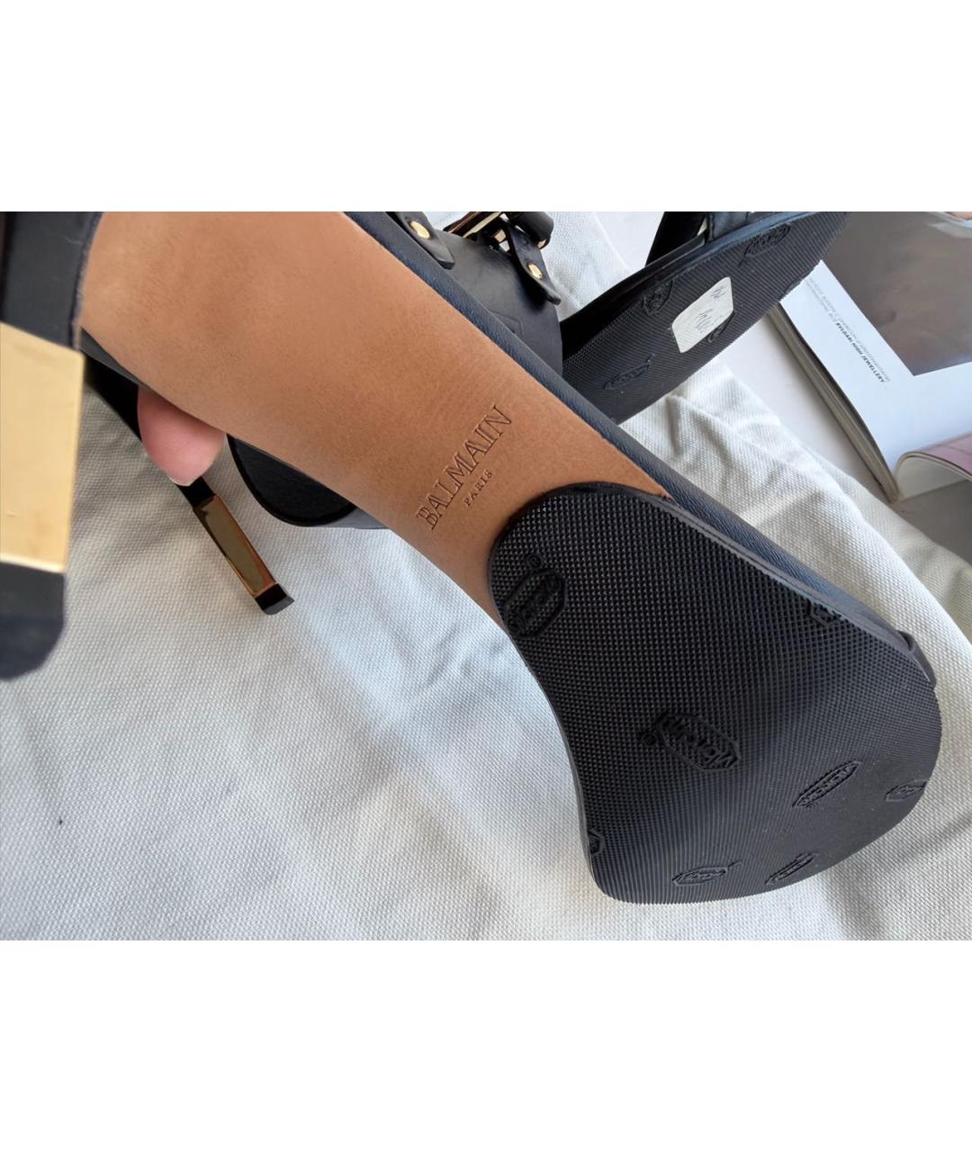 BALMAIN Черные кожаные босоножки, фото 3