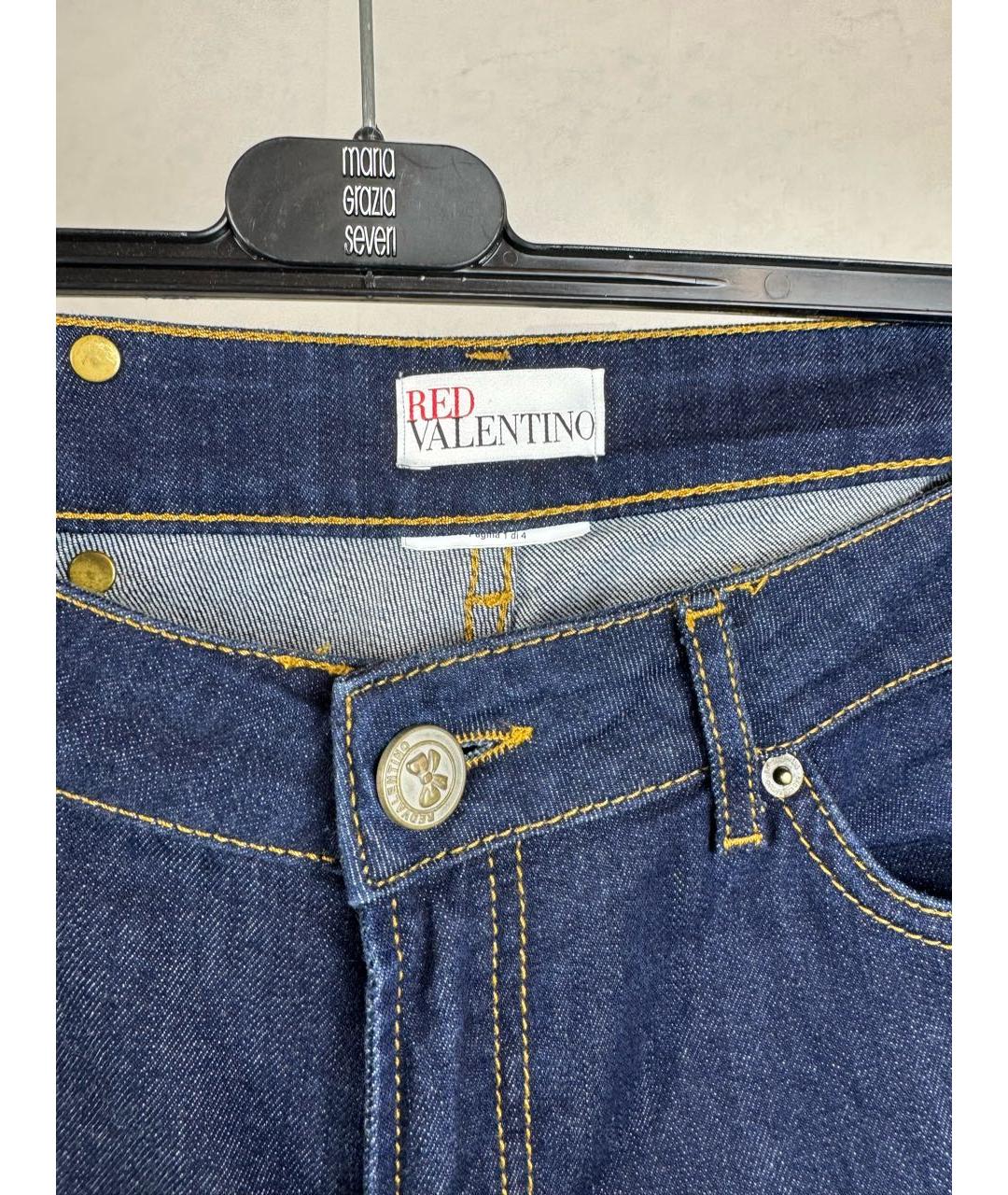 RED VALENTINO Темно-синие хлопко-эластановые прямые джинсы, фото 3