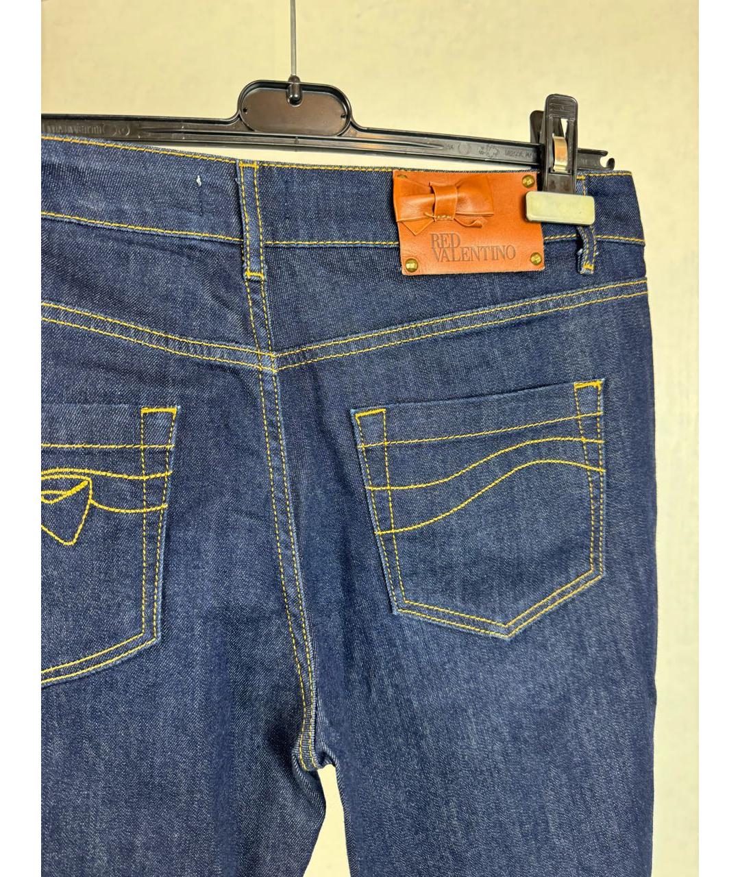 RED VALENTINO Темно-синие хлопко-эластановые прямые джинсы, фото 4