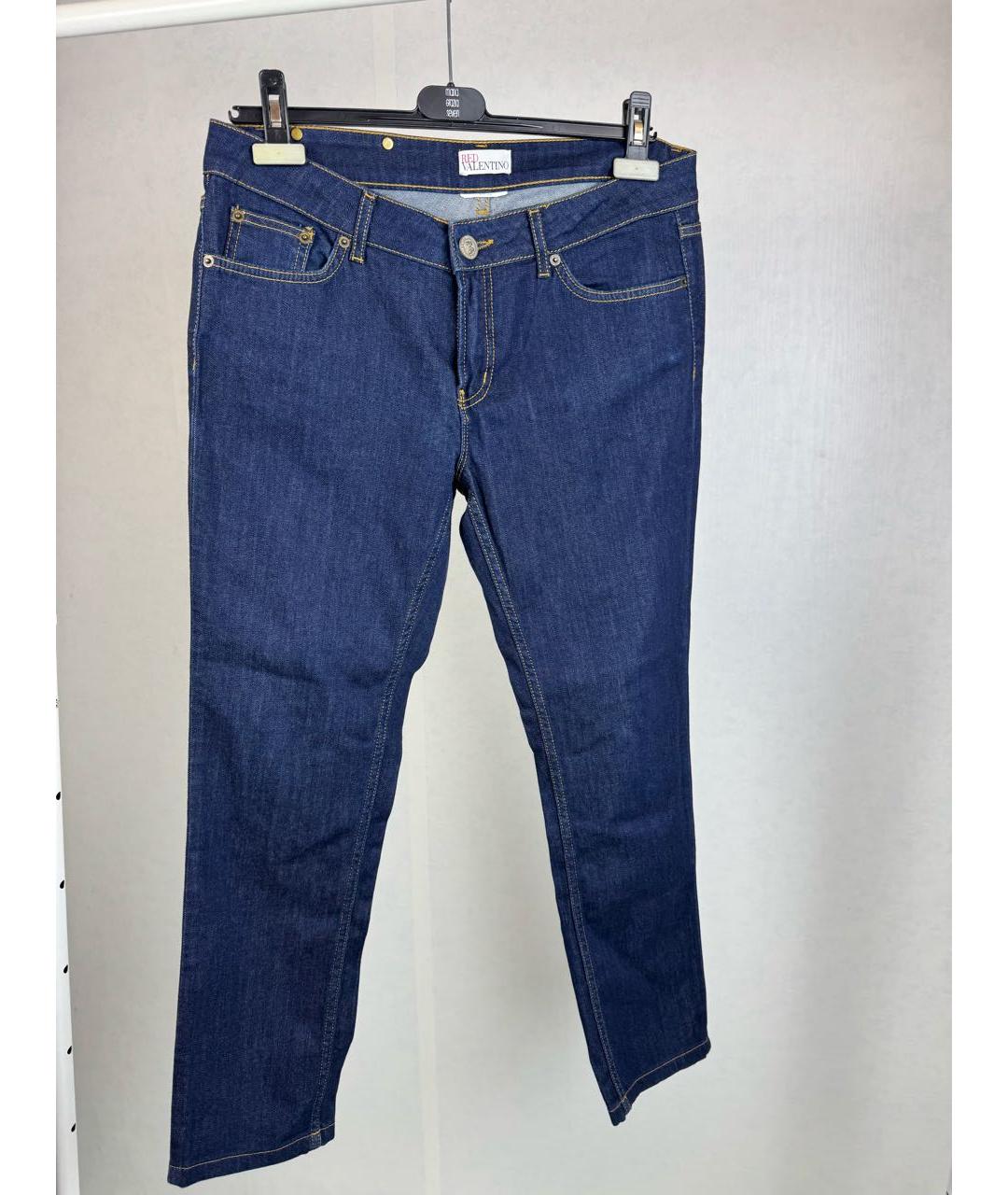 RED VALENTINO Темно-синие хлопко-эластановые прямые джинсы, фото 7