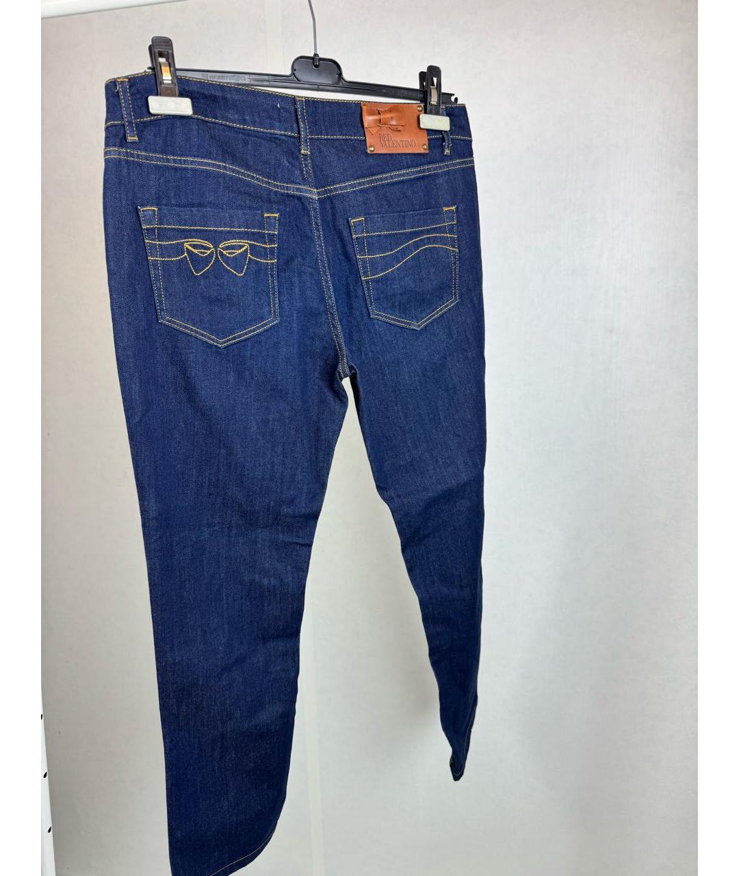 RED VALENTINO Темно-синие хлопко-эластановые прямые джинсы, фото 2