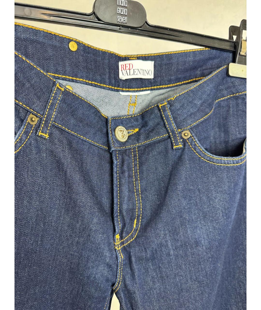 RED VALENTINO Темно-синие хлопко-эластановые прямые джинсы, фото 5