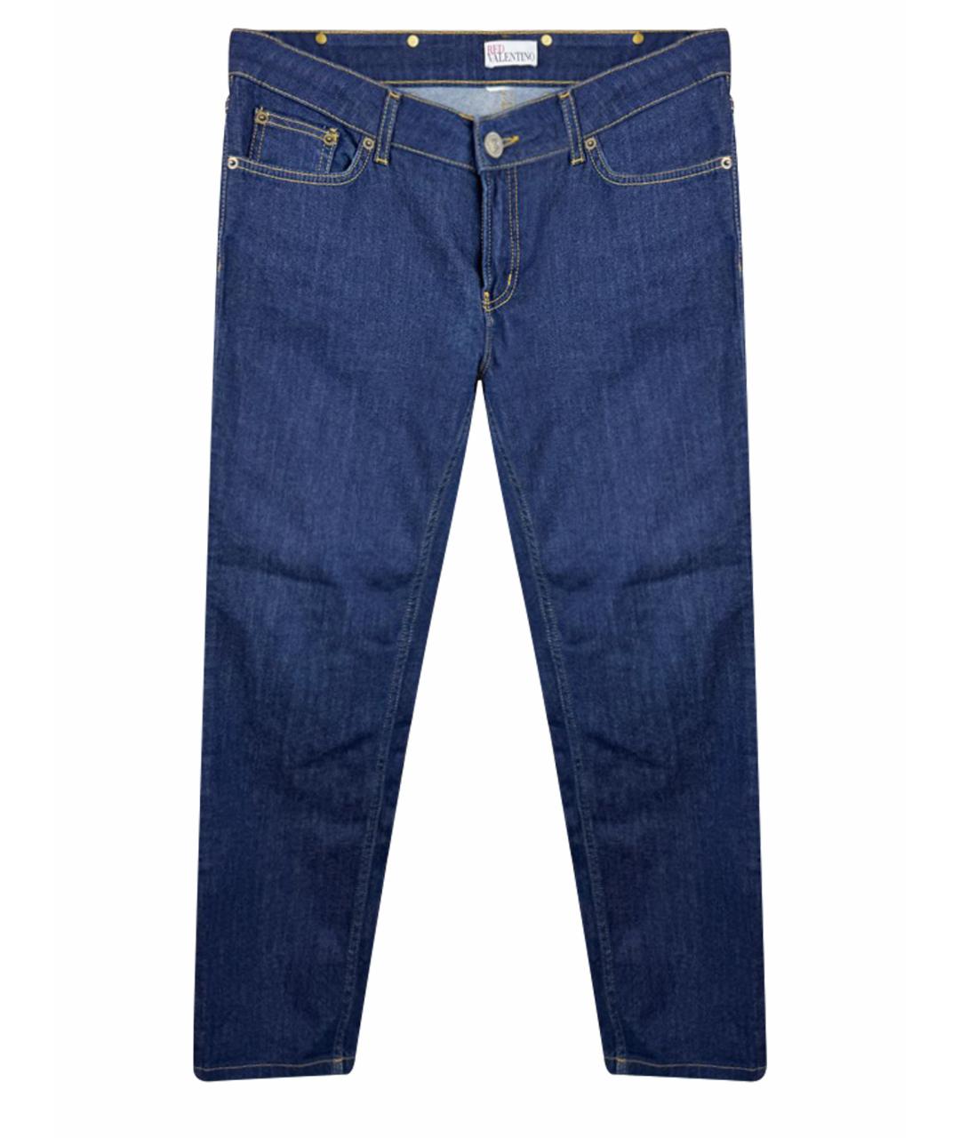 RED VALENTINO Темно-синие хлопко-эластановые прямые джинсы, фото 1