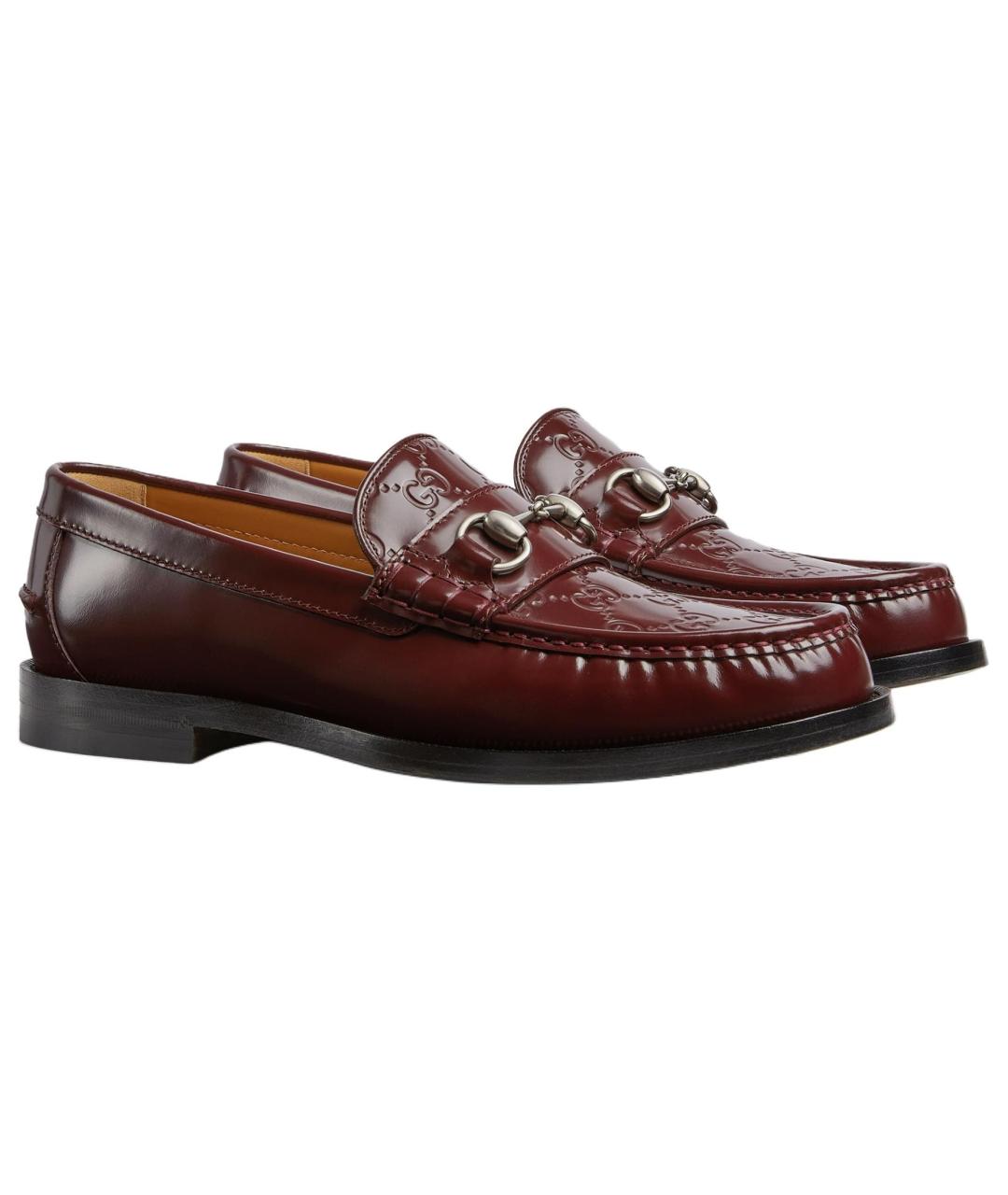 GUCCI Бордовые кожаные лоферы, фото 3