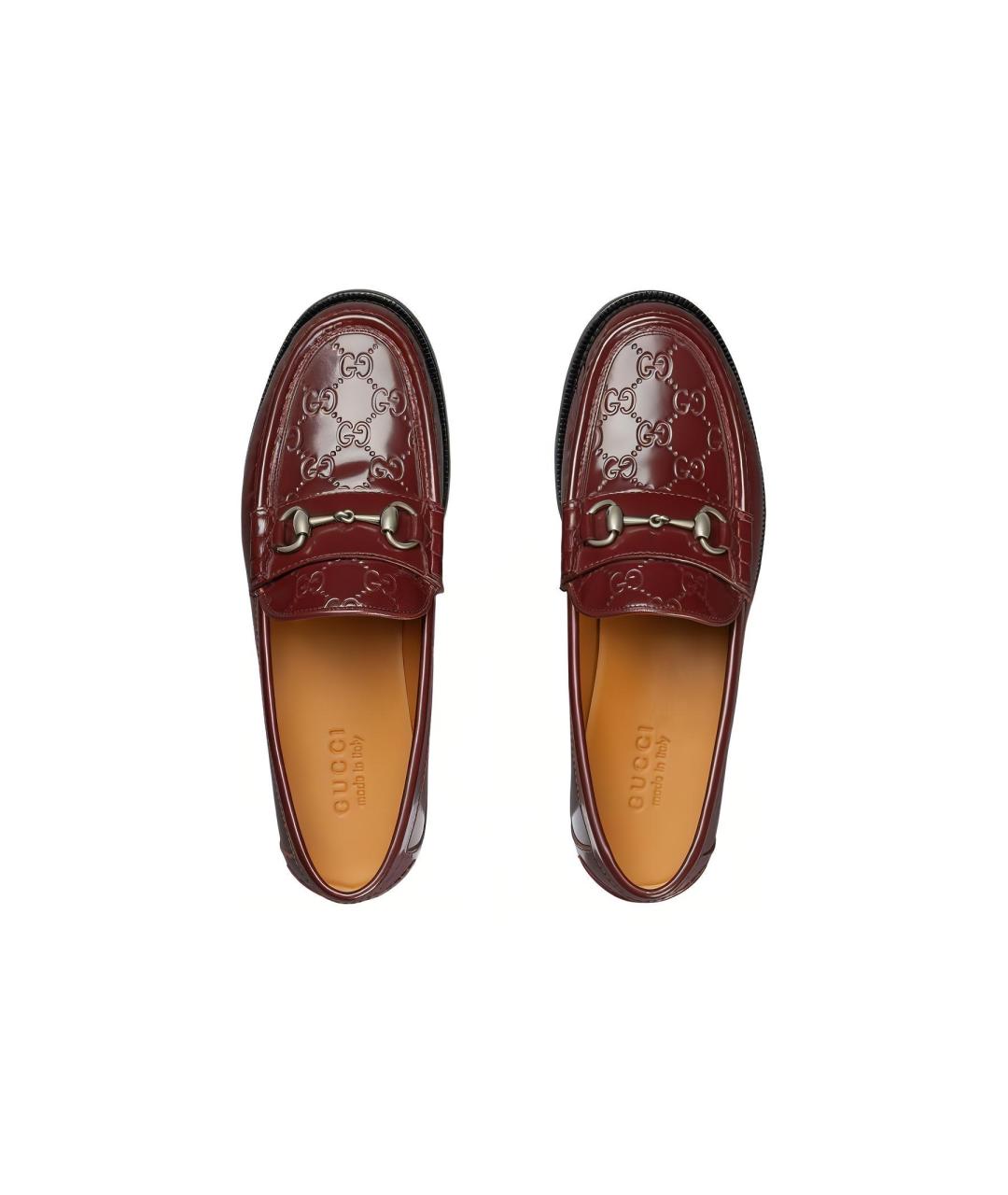 GUCCI Бордовые кожаные лоферы, фото 4