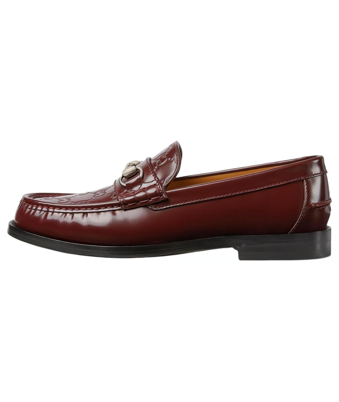 GUCCI Бордовые кожаные лоферы, фото 6