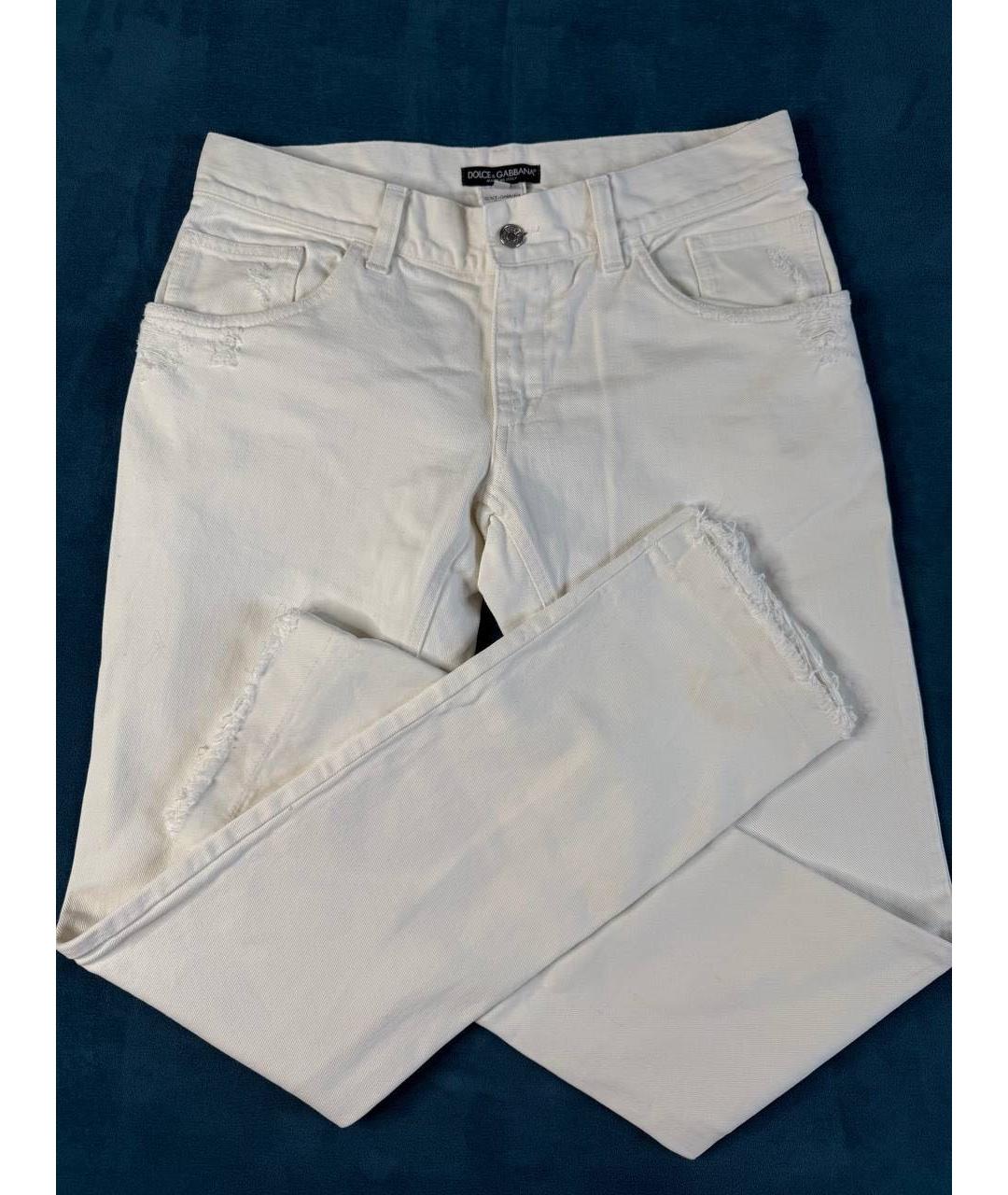 DOLCE&GABBANA Белые хлопковые джинсы скинни, фото 2