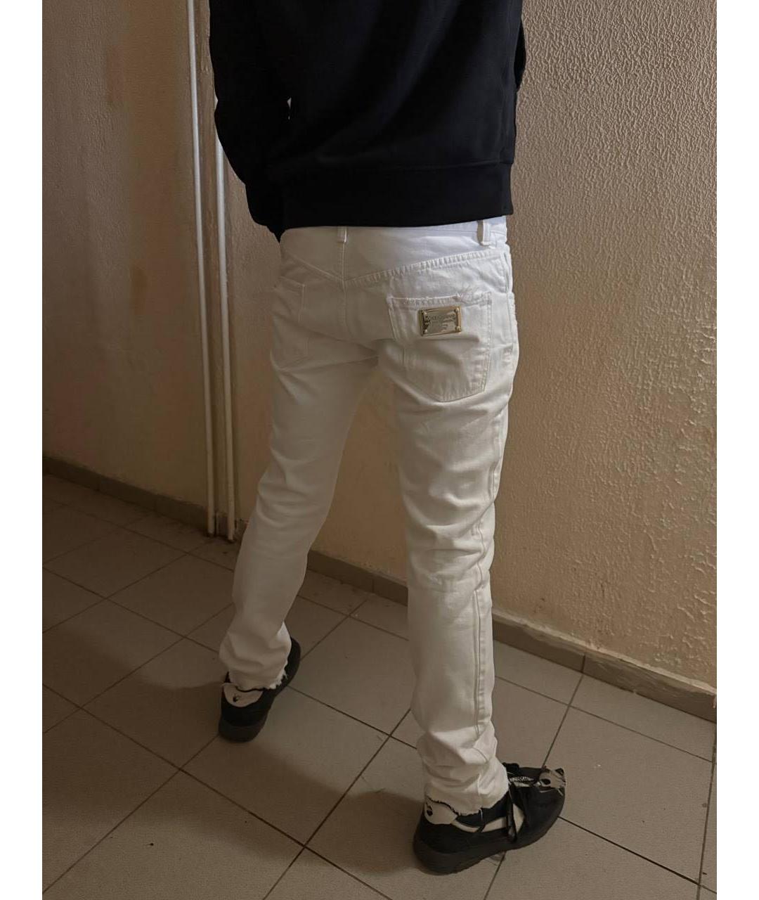 DOLCE&GABBANA Белые хлопковые джинсы скинни, фото 6