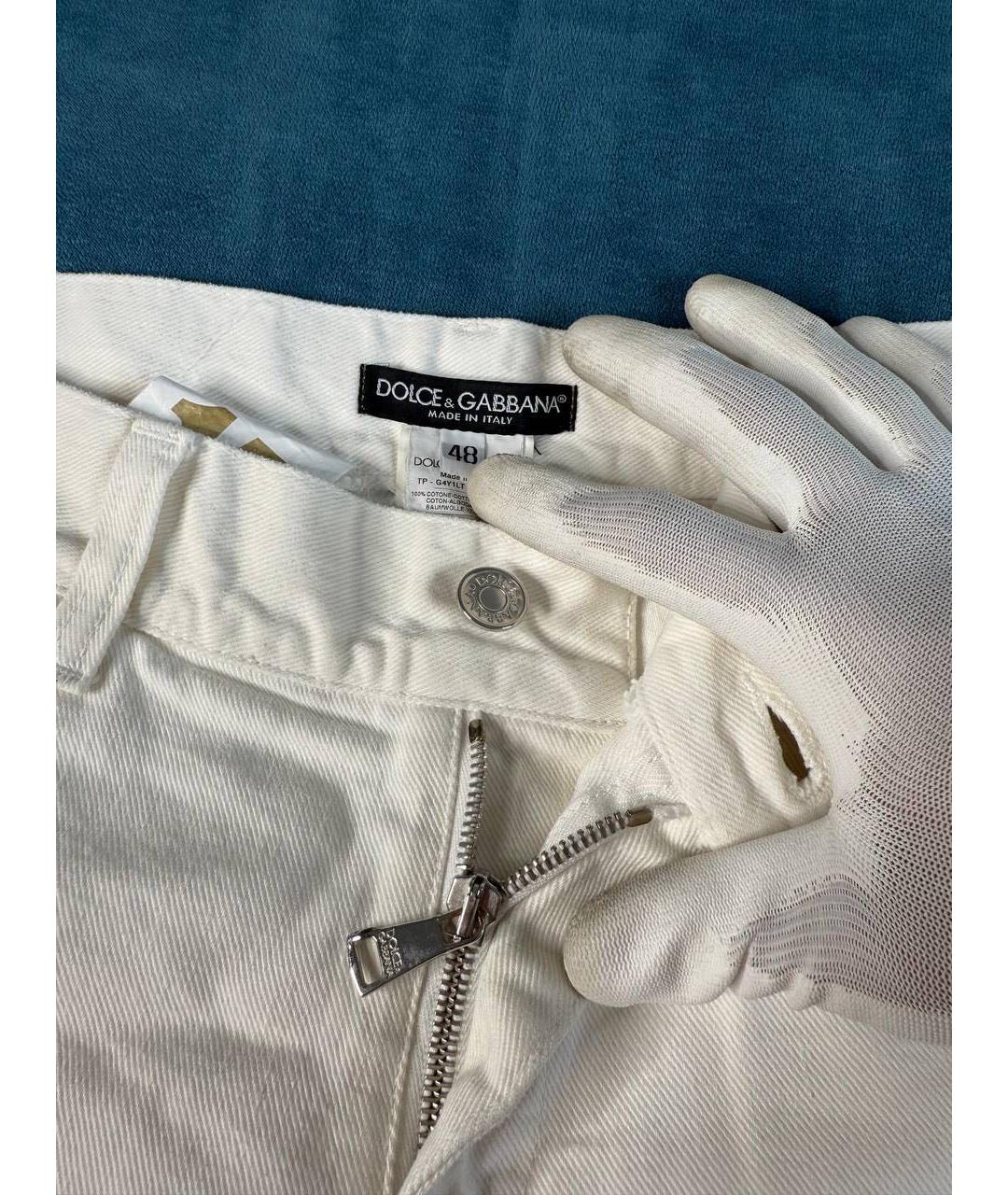 DOLCE&GABBANA Белые хлопковые джинсы скинни, фото 4