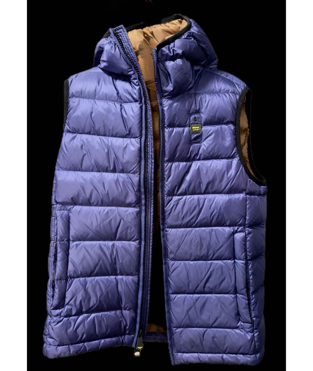 BLAUER Темно-синий полиэстеровый жилет, фото 8