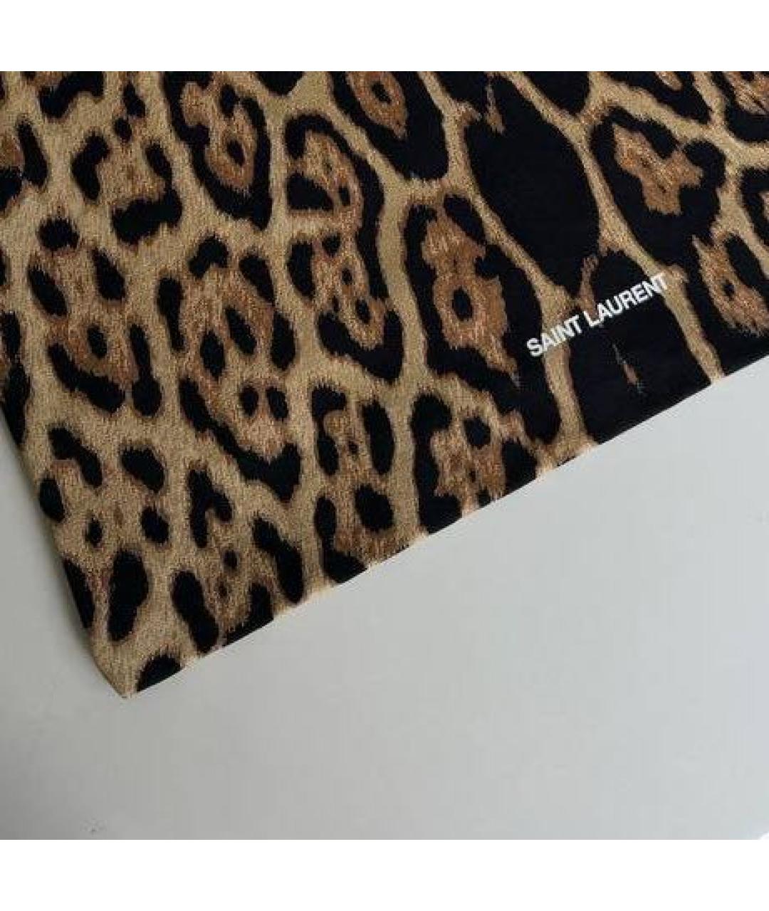 SAINT LAURENT Коричневая тканевая сумка с короткими ручками, фото 4