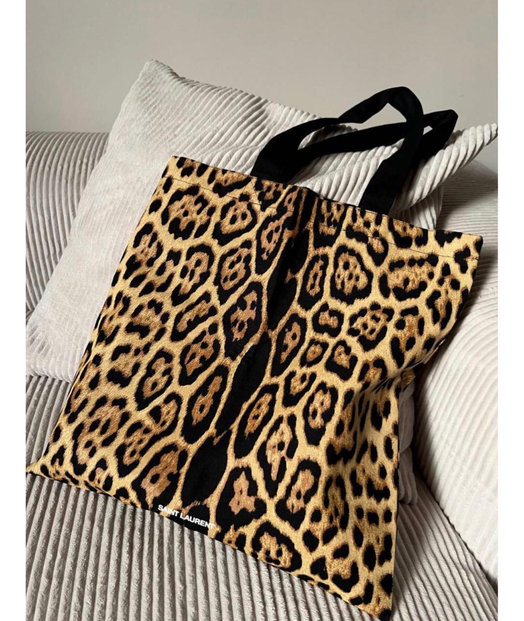 SAINT LAURENT Коричневая тканевая сумка с короткими ручками, фото 5