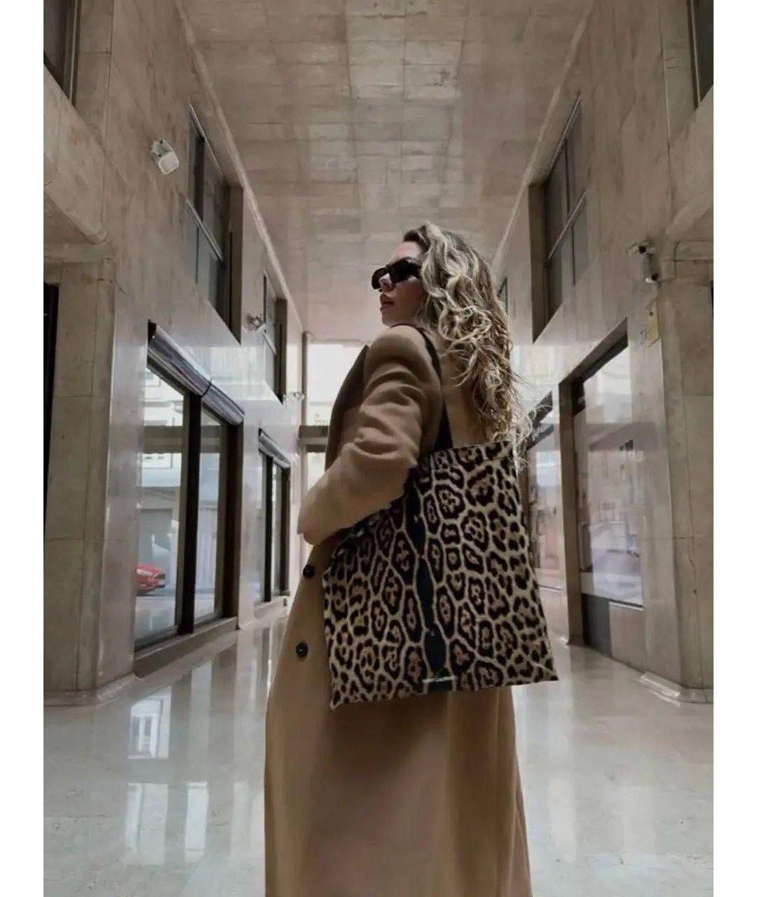 SAINT LAURENT Коричневая тканевая сумка с короткими ручками, фото 2