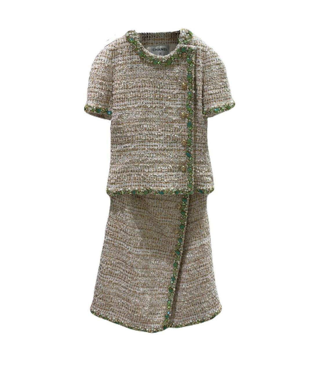 CHANEL Бежевый твидовый костюм с юбками, фото 7