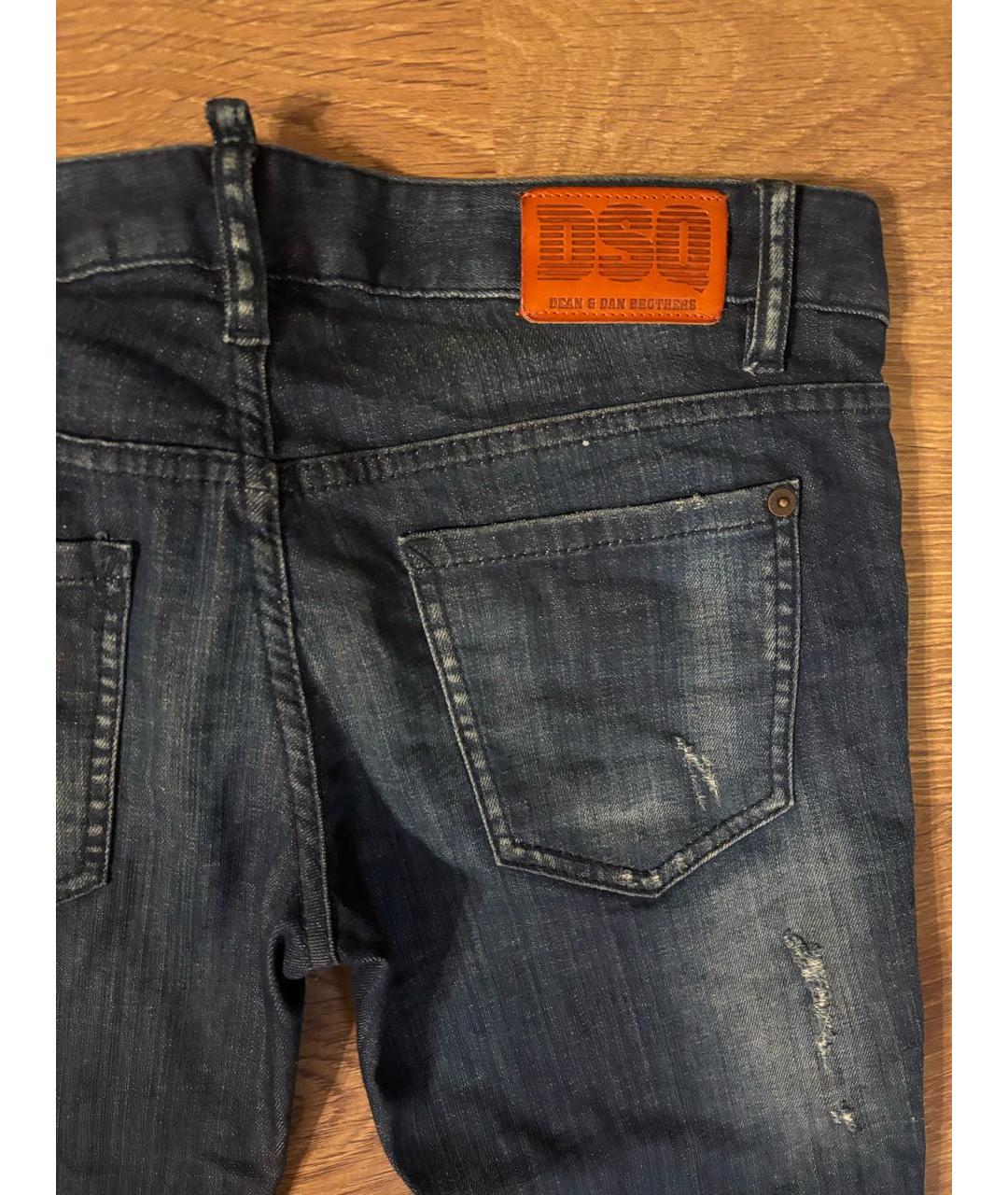 DSQUARED2 Темно-синие хлопко-эластановые джинсы слим, фото 4