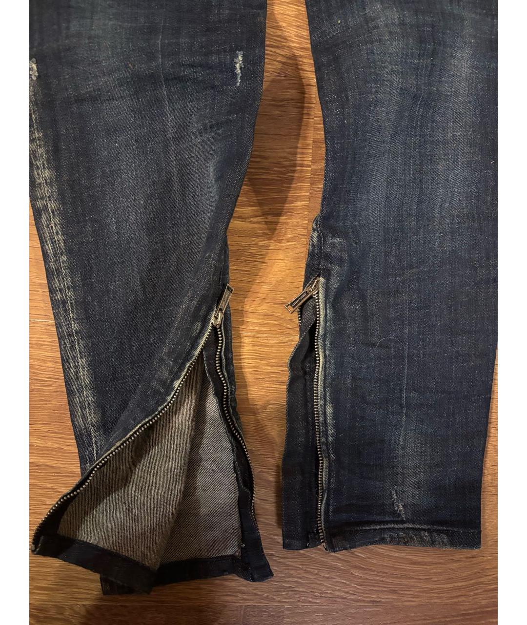 DSQUARED2 Темно-синие хлопко-эластановые джинсы слим, фото 5