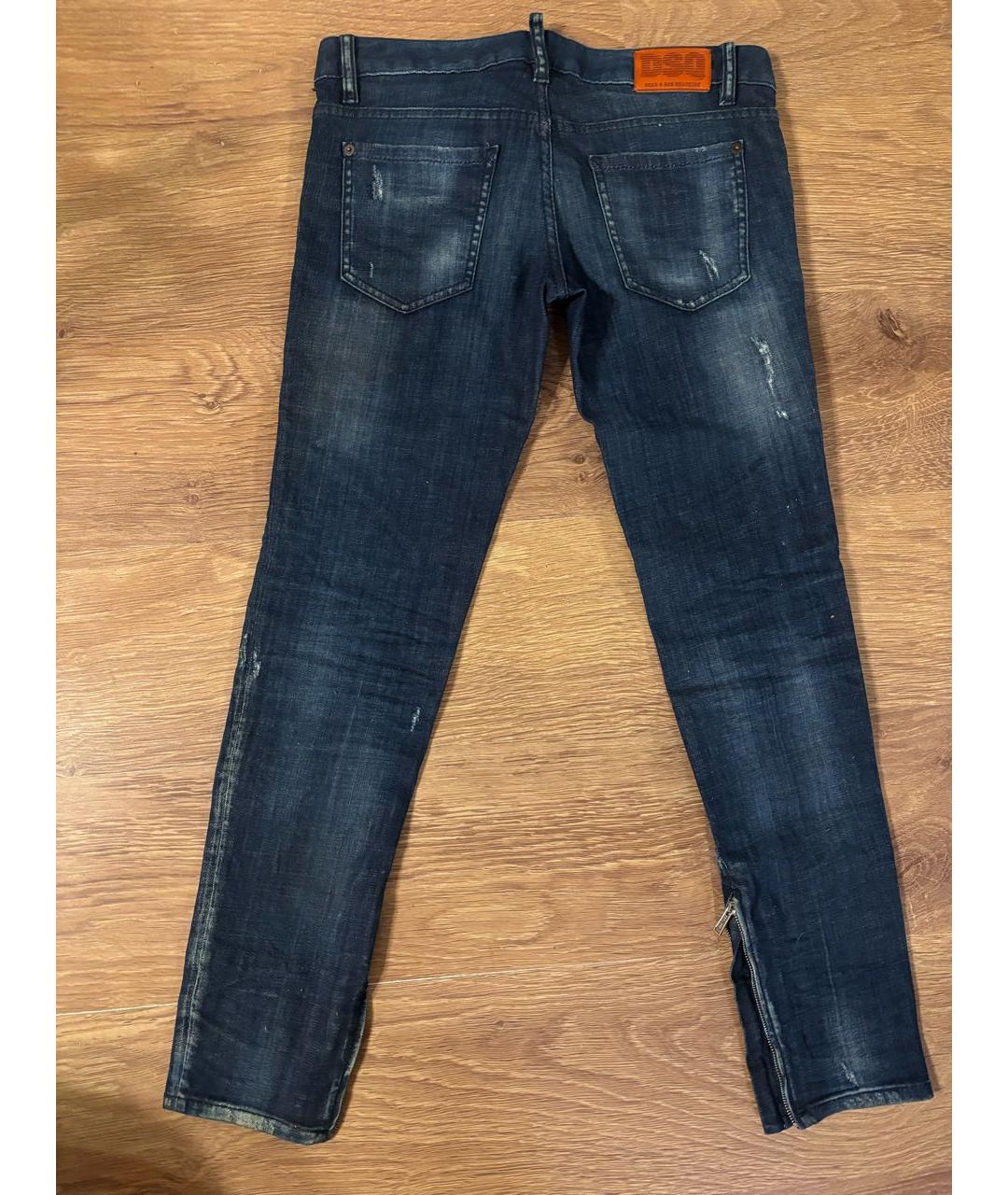 DSQUARED2 Темно-синие хлопко-эластановые джинсы слим, фото 2