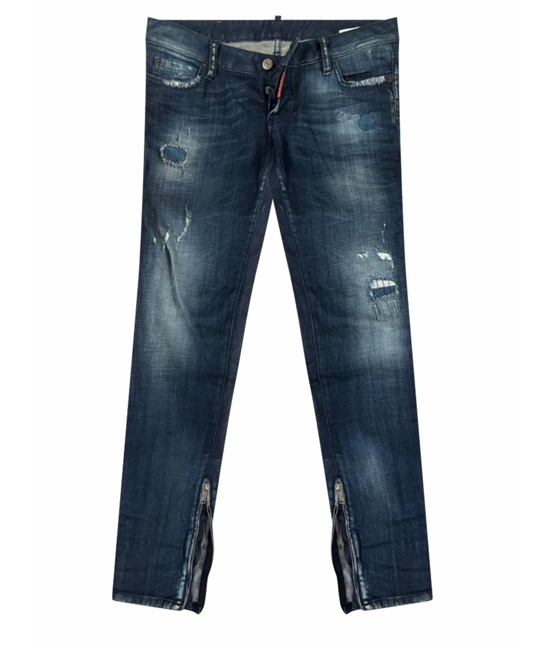 DSQUARED2 Темно-синие хлопко-эластановые джинсы слим, фото 1