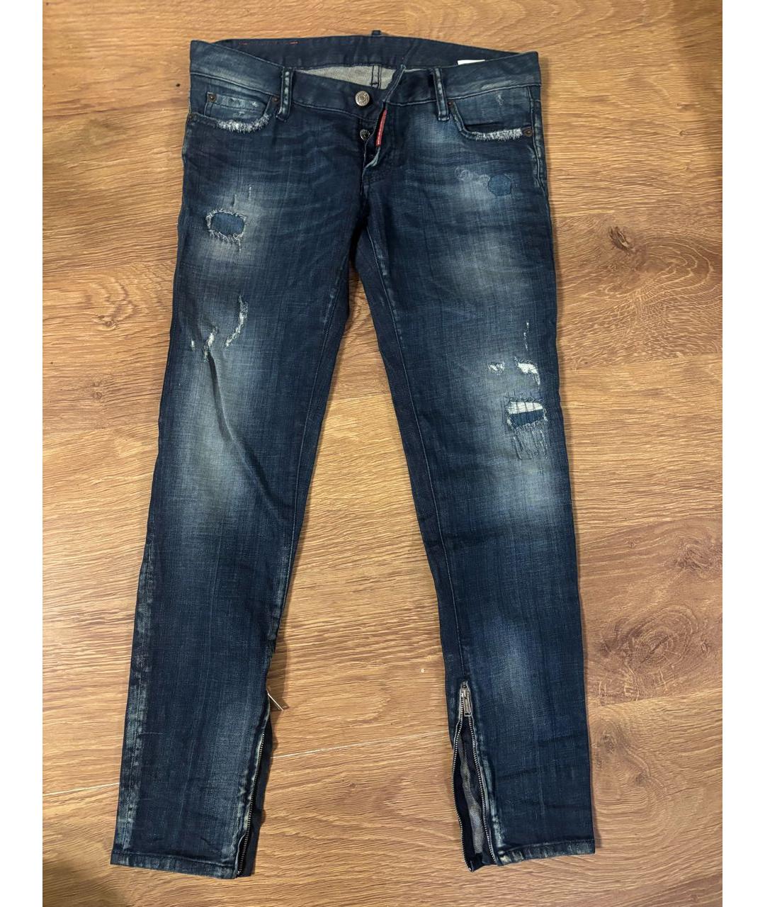 DSQUARED2 Темно-синие хлопко-эластановые джинсы слим, фото 6