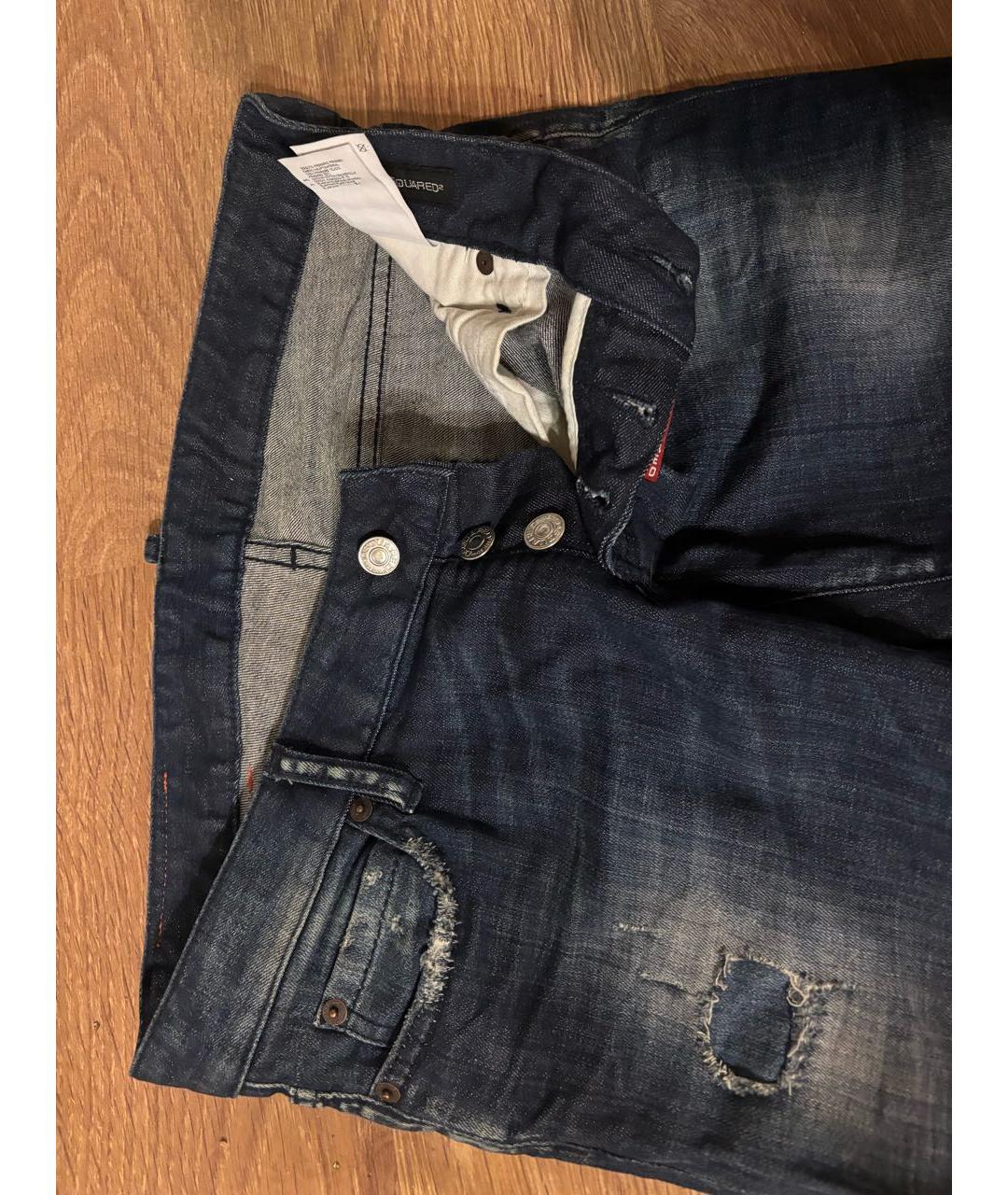 DSQUARED2 Темно-синие хлопко-эластановые джинсы слим, фото 3