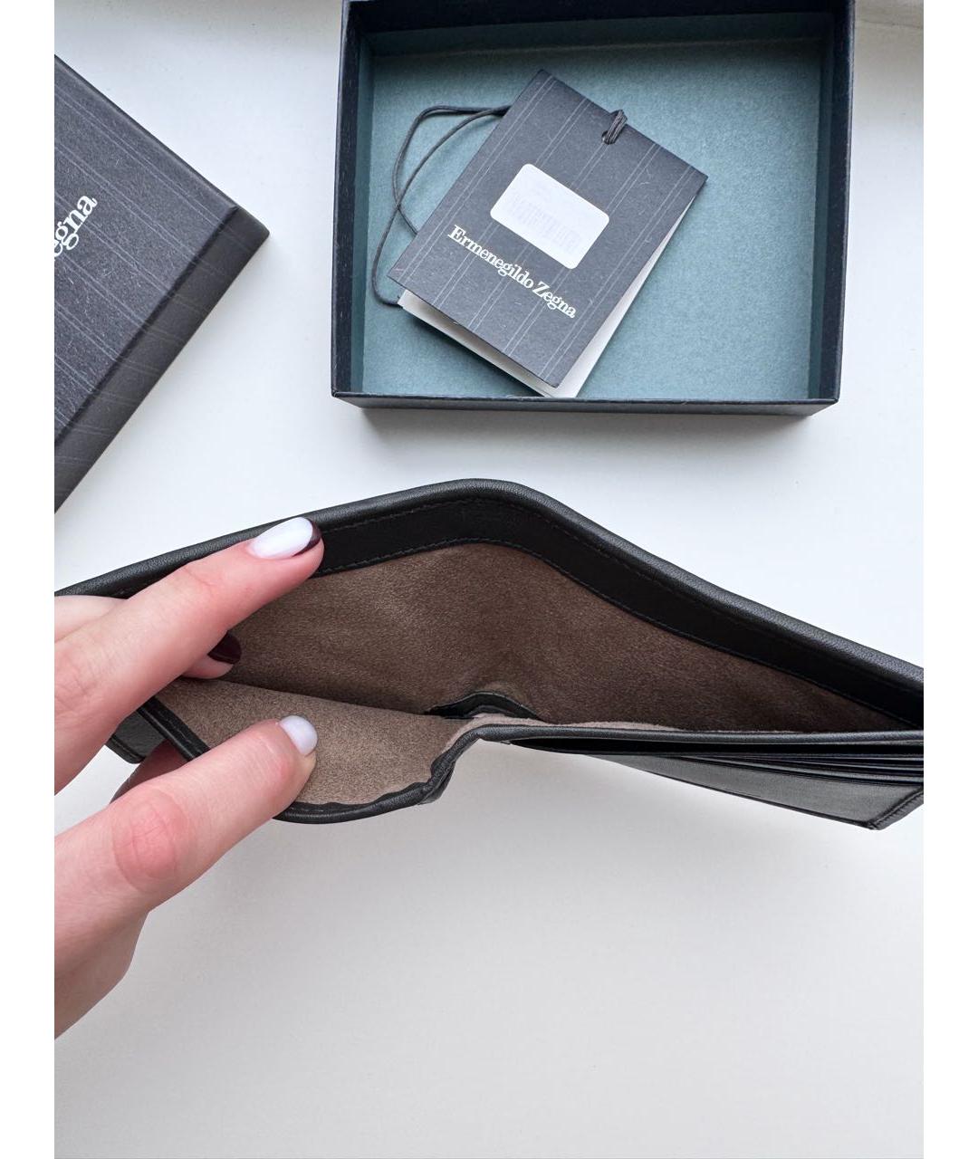 ERMENEGILDO ZEGNA XXX Черный кожаный кошелек, фото 3