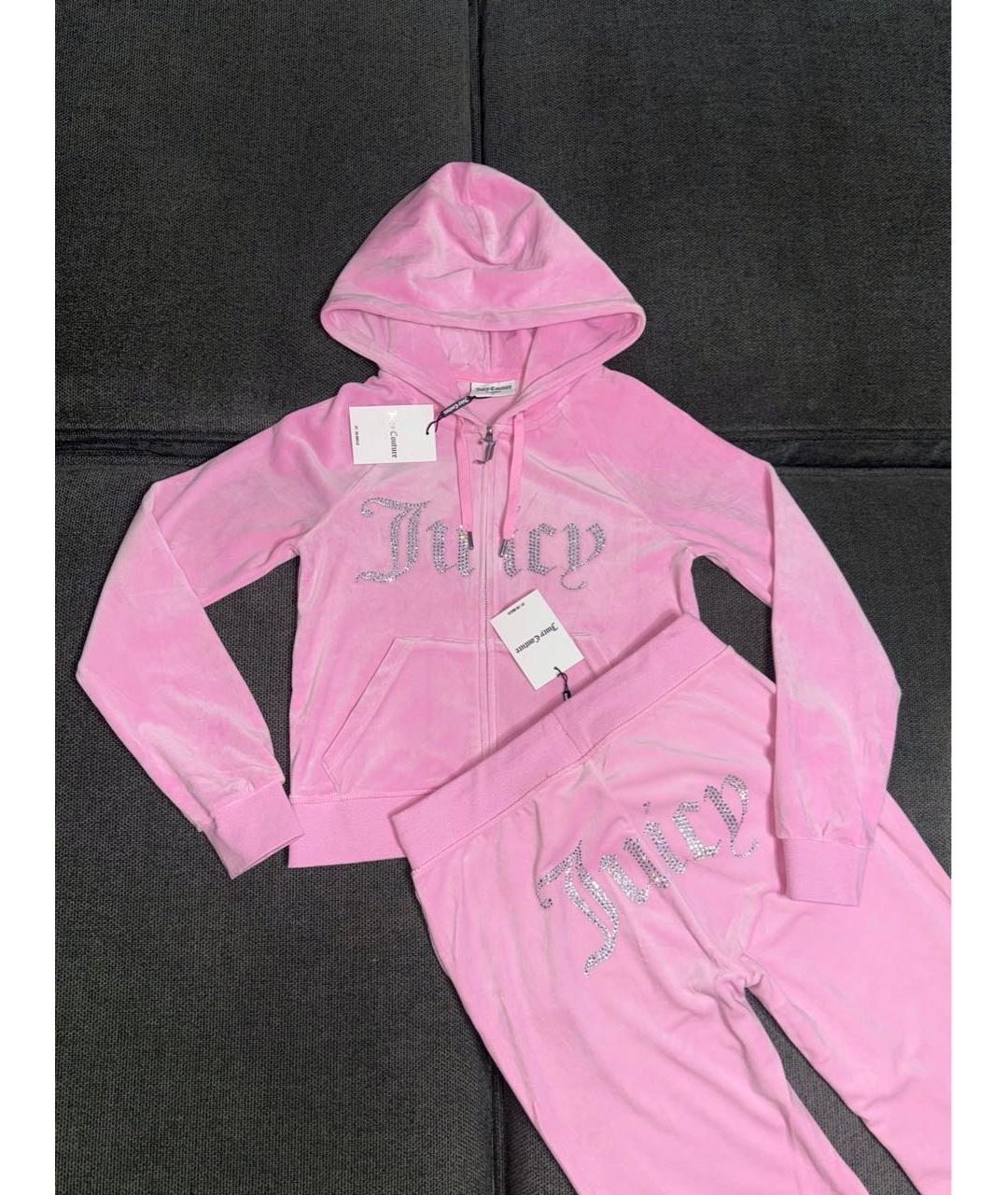 JUICY COUTURE Розовый велюровый костюм с брюками, фото 8