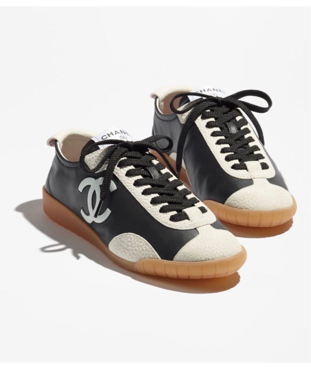 CHANEL Черные кожаные кеды, фото 2