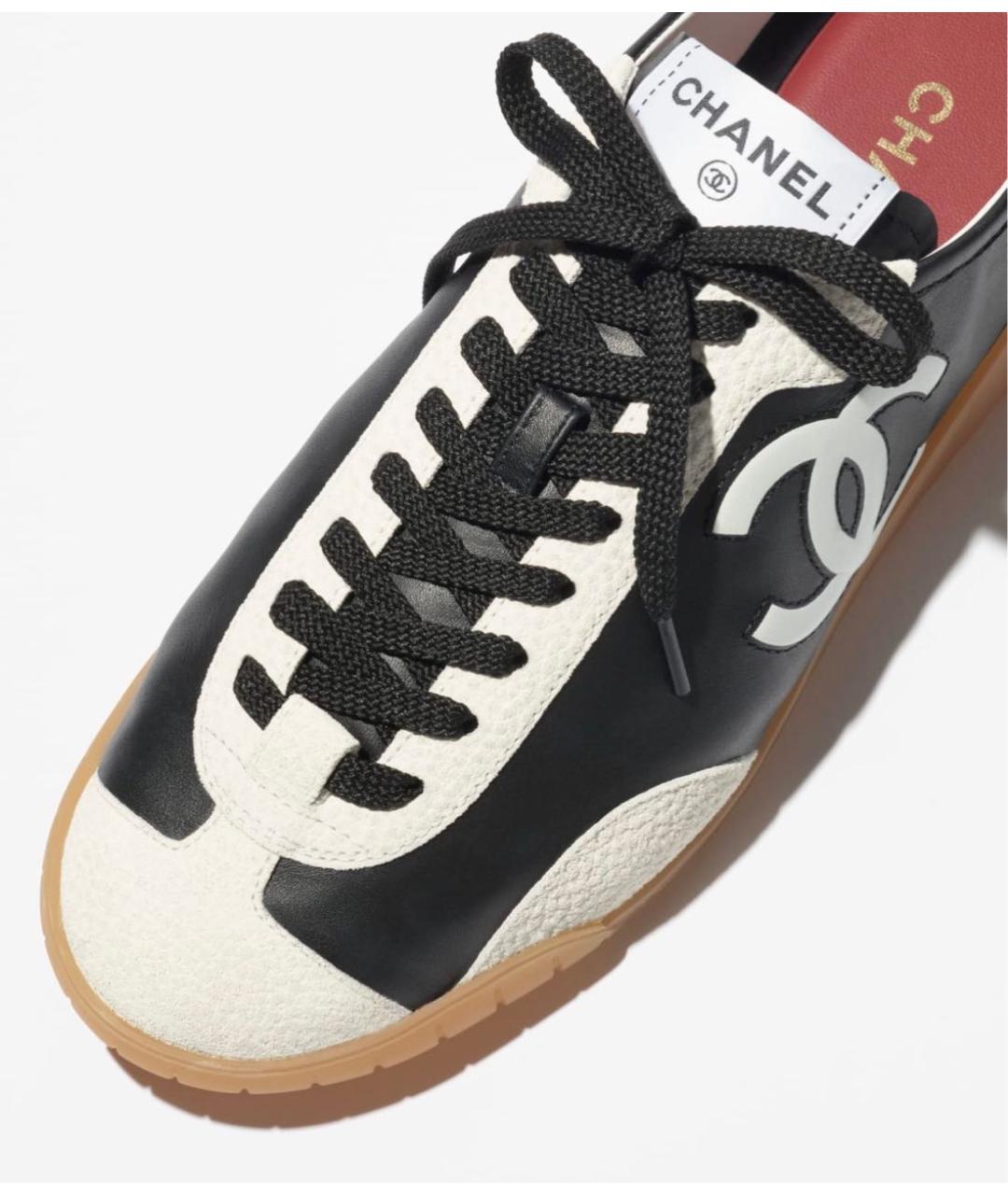 CHANEL Черные кожаные кеды, фото 4