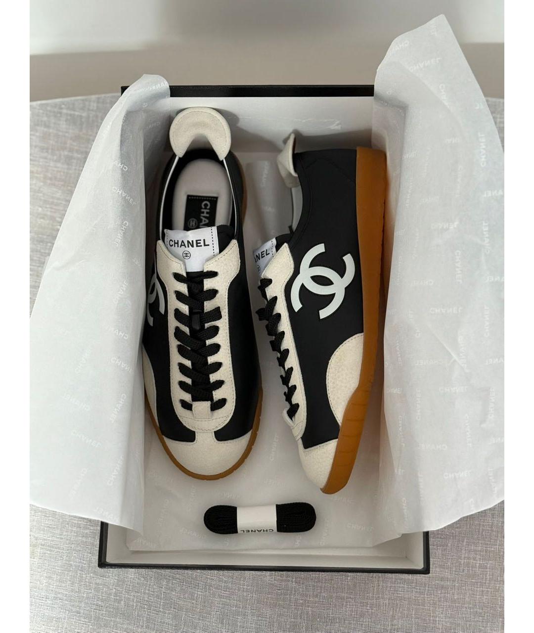 CHANEL Черные кожаные кеды, фото 5