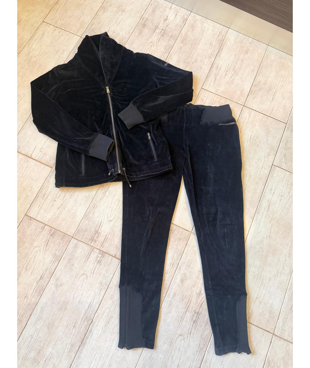 BOGNER Черный бархатный костюм с брюками, фото 2