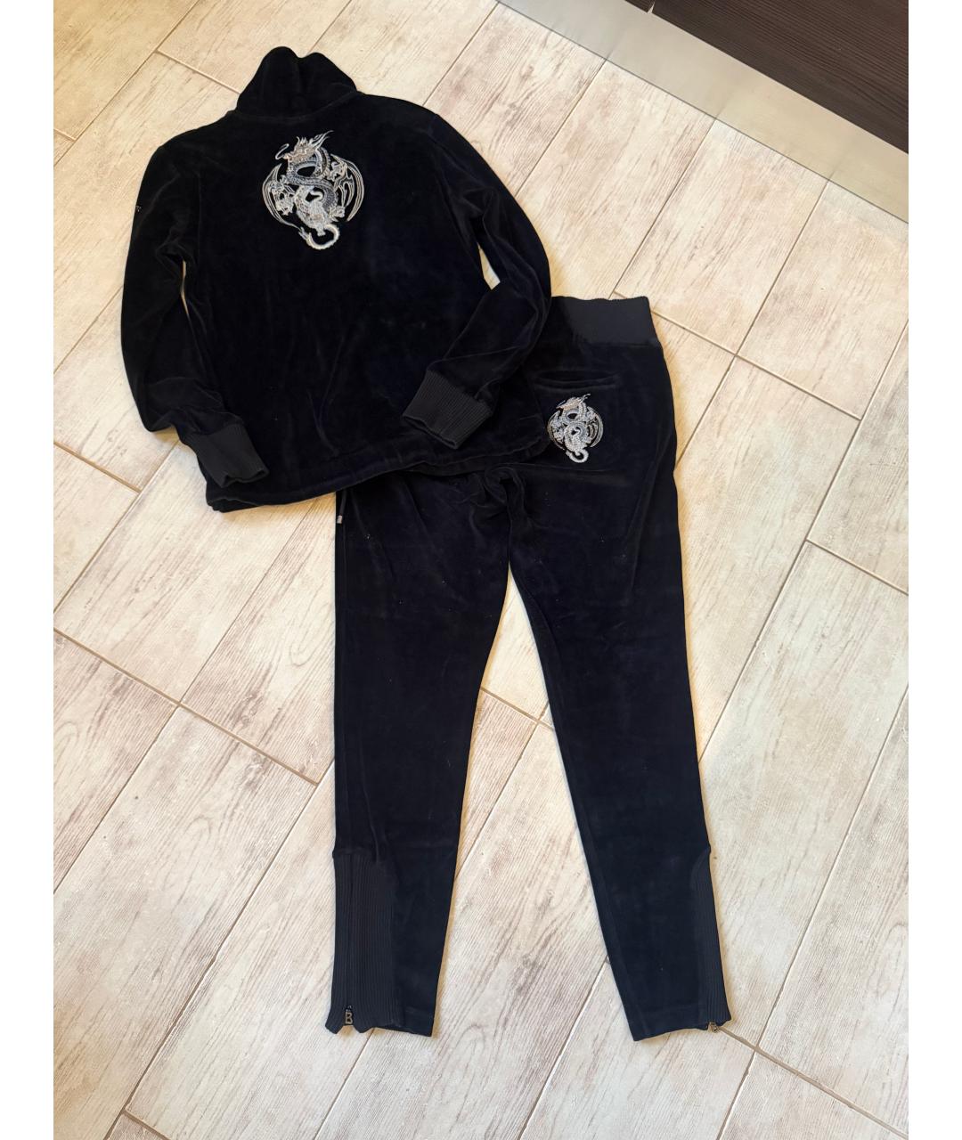 BOGNER Черный бархатный костюм с брюками, фото 3