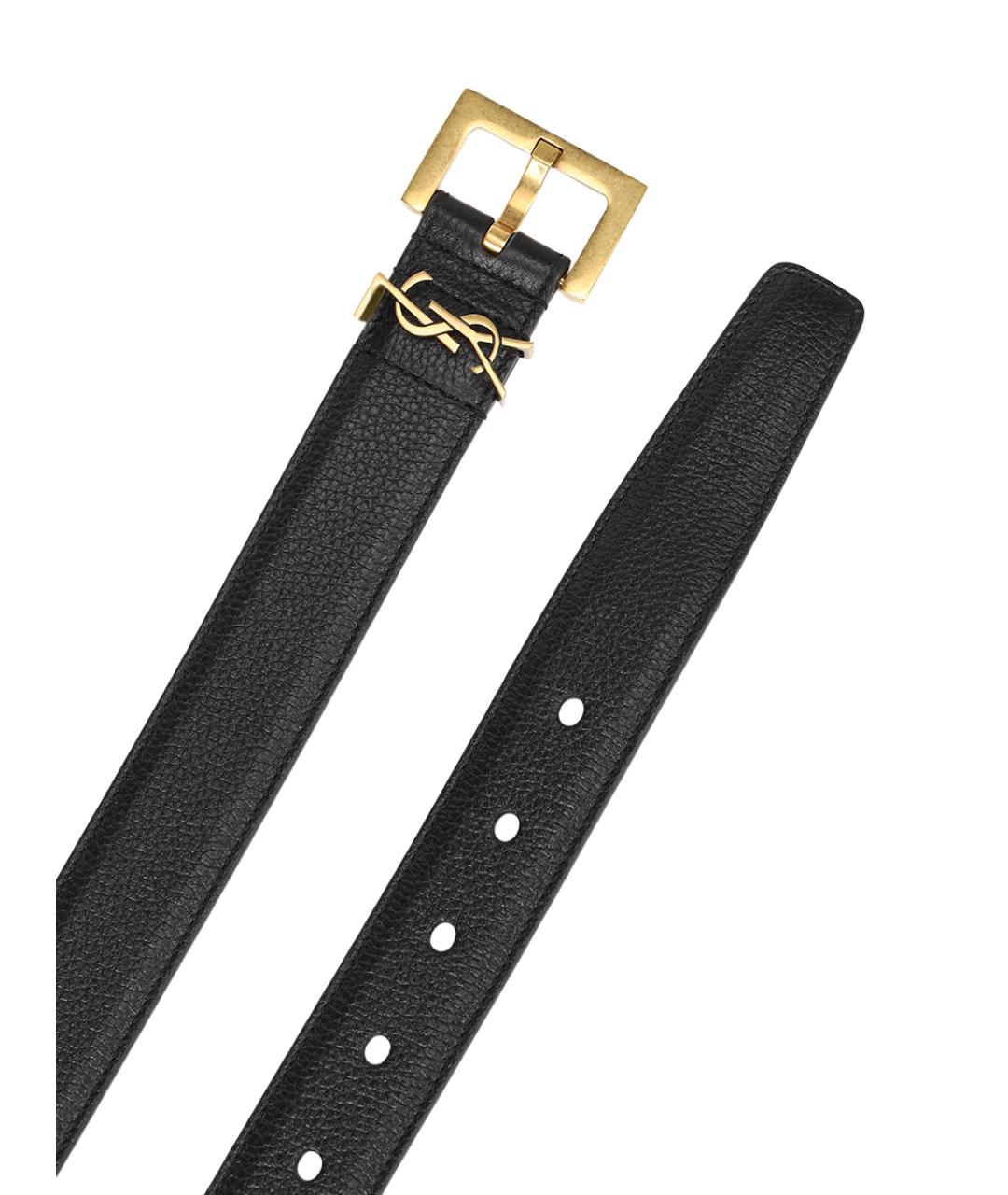 SAINT LAURENT Черный кожаный ремень, фото 3