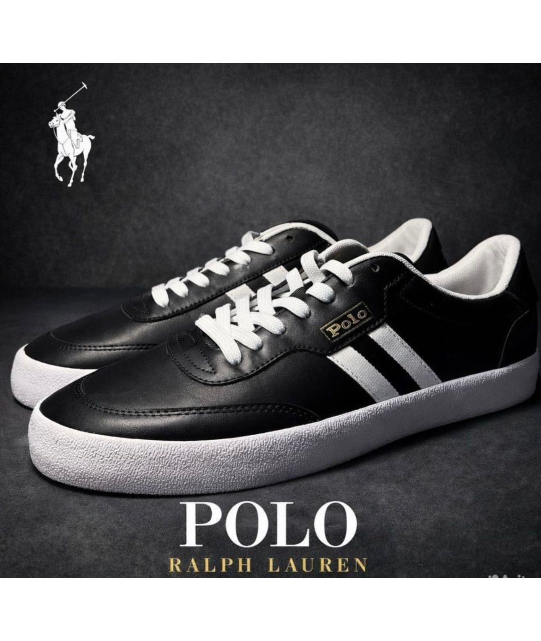 POLO RALPH LAUREN Черные кожаные низкие кроссовки / кеды, фото 8