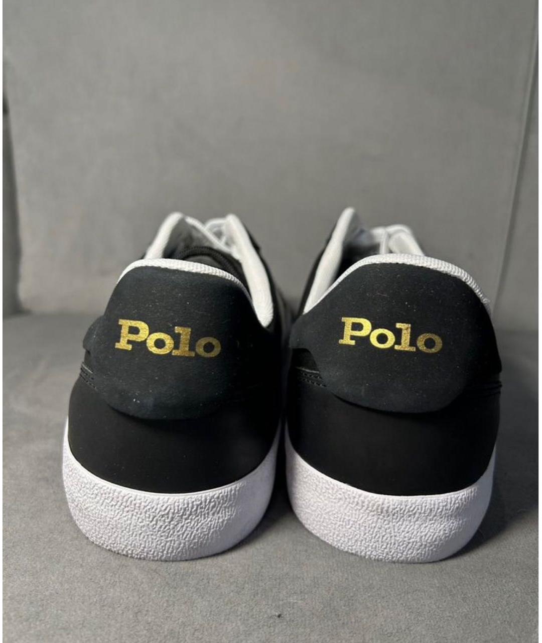 POLO RALPH LAUREN Черные кожаные низкие кроссовки / кеды, фото 4