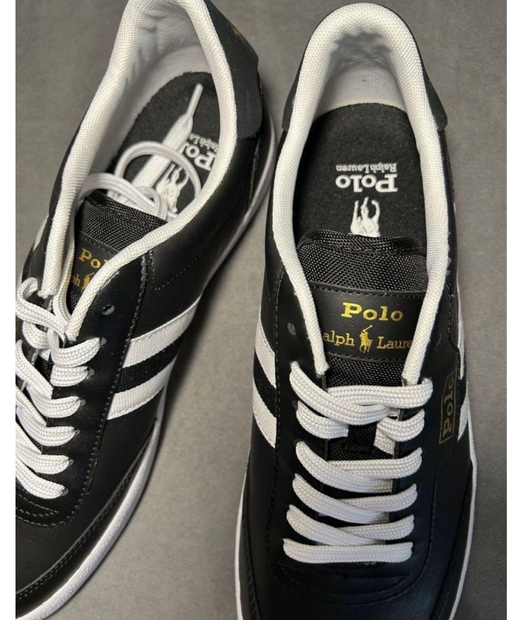 POLO RALPH LAUREN Черные кожаные низкие кроссовки / кеды, фото 3