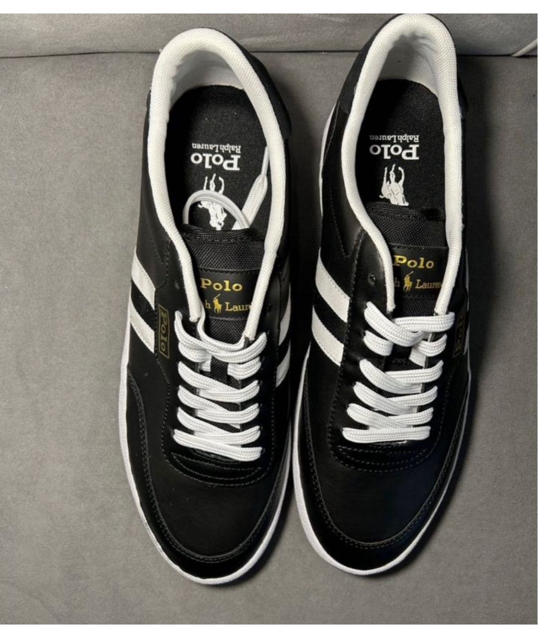 POLO RALPH LAUREN Черные кожаные низкие кроссовки / кеды, фото 2