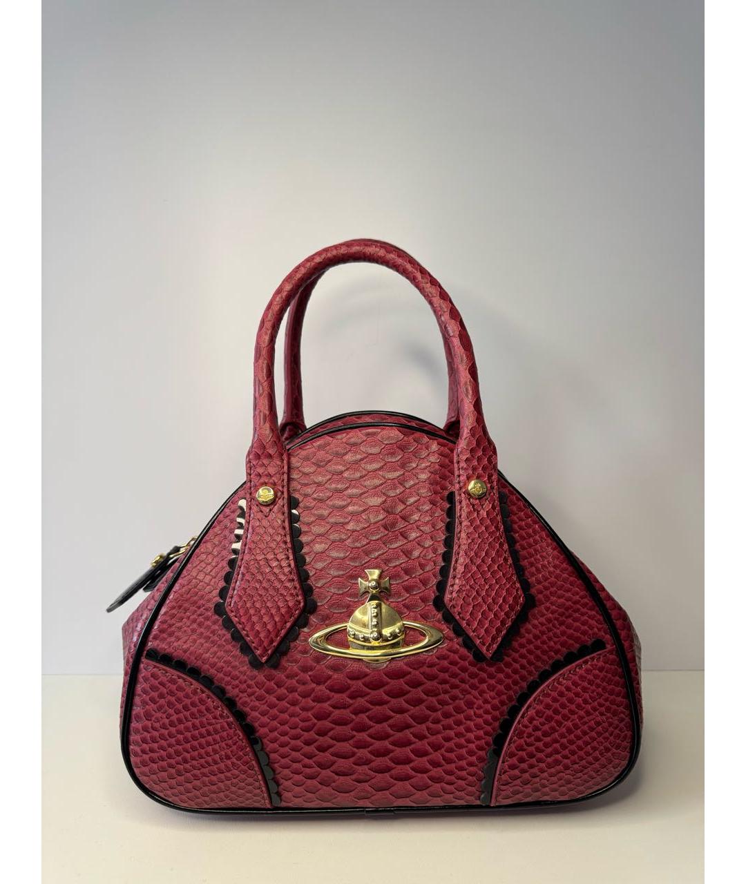 VIVIENNE WESTWOOD Бордовая кожаная сумка с короткими ручками, фото 9