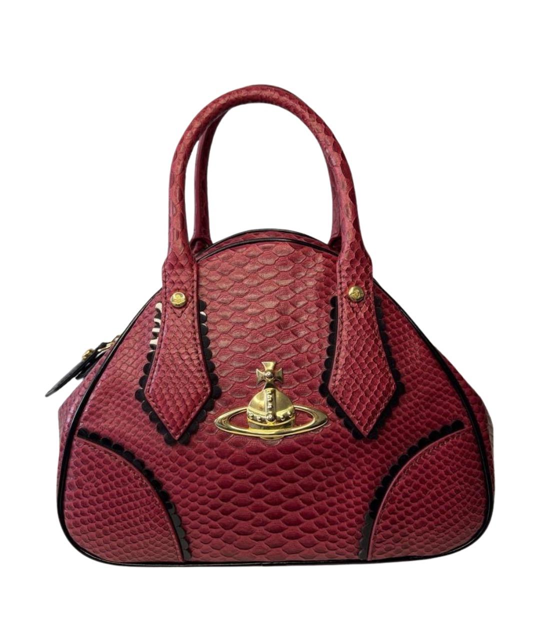 VIVIENNE WESTWOOD Бордовая кожаная сумка с короткими ручками, фото 1