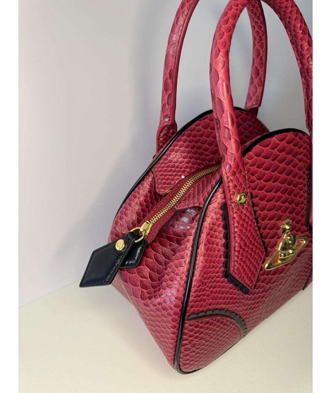 VIVIENNE WESTWOOD Бордовая кожаная сумка с короткими ручками, фото 6